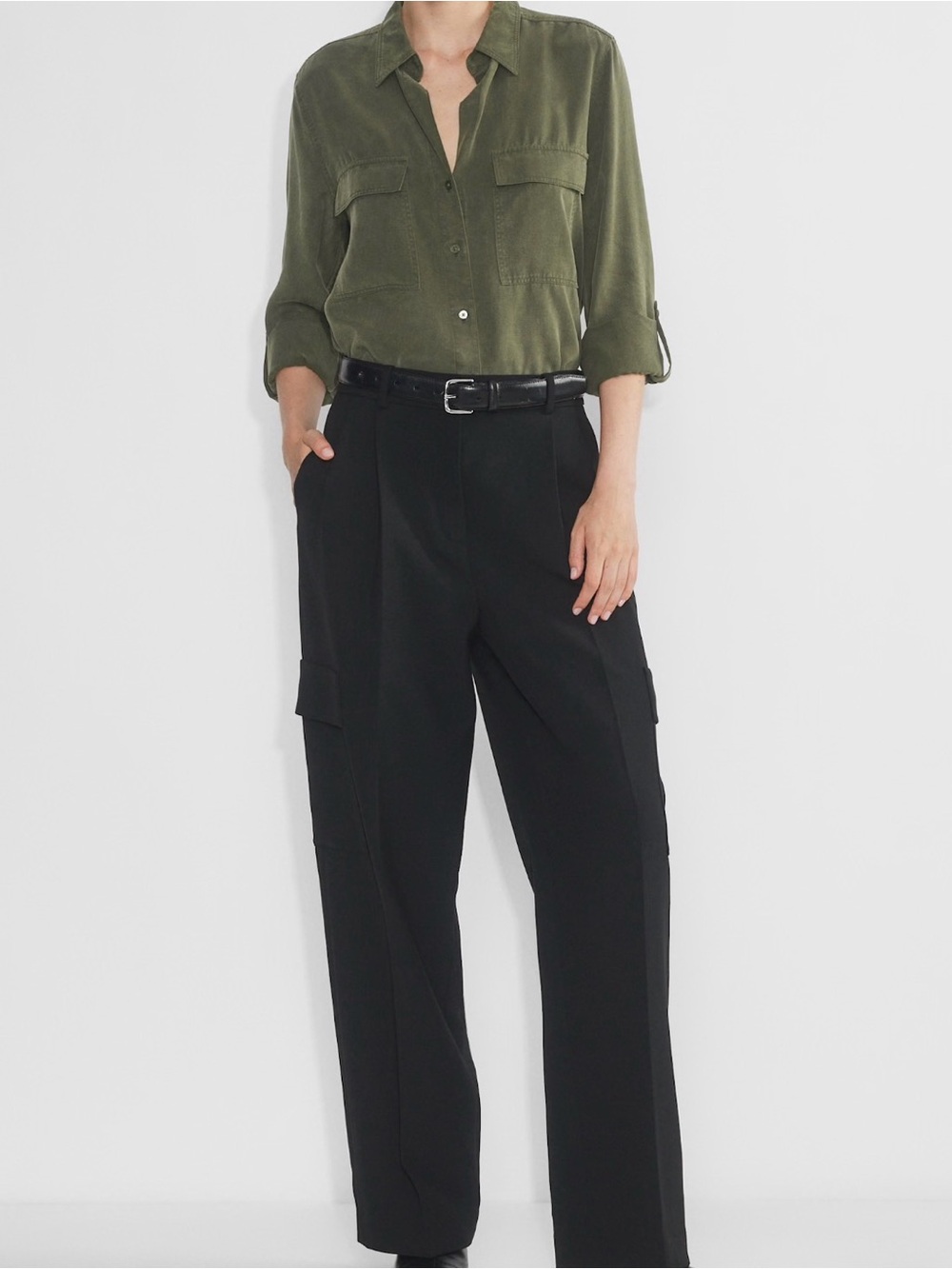 Aritzia Olive Utility Babaton Shirt Button-Down